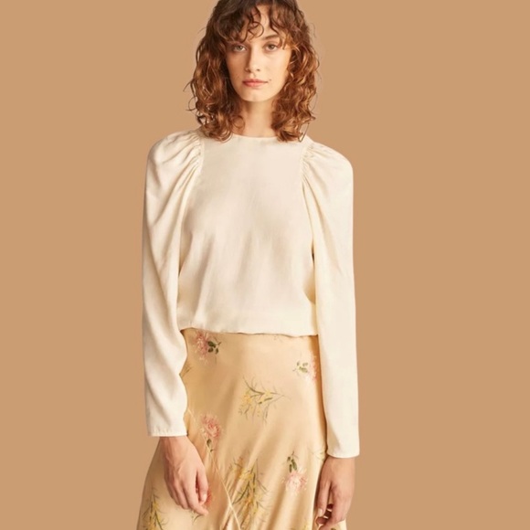 Rebecca Taylor Tops - Rebecca‎ Taylor Puff Sleeve Top Long Sleeve Cream Beige Blouse